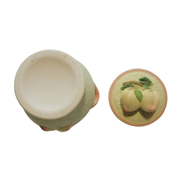 Set of 2 Crackle Ceramic Pastel Green Apricot Fruit Jars with Lids (EUC) - Picture 7 of 8
